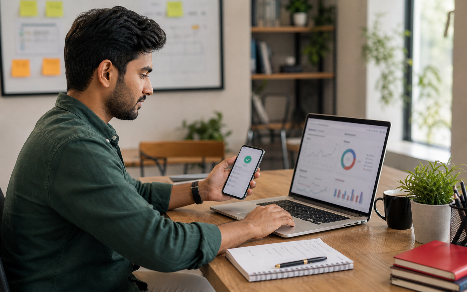 Indian professional reviewing online subscription billing